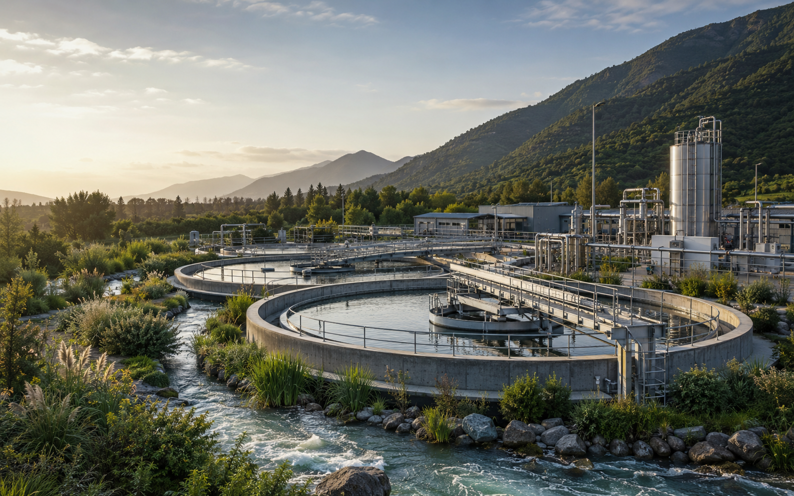 Planta de tratamiento de aguas integrada con naturaleza